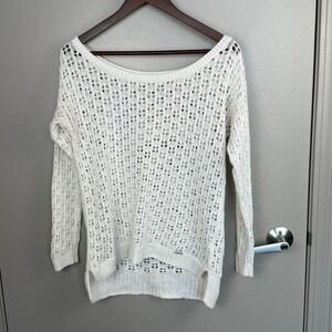 Gilly Hicks Sydney White Crochet Knit Sweater Boat Neck Size Small